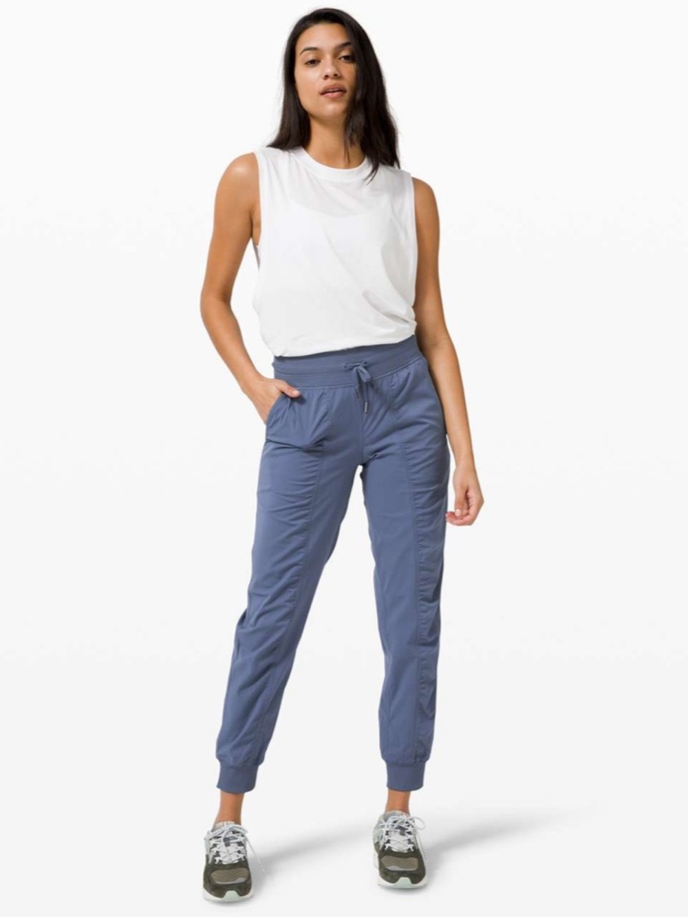 (4) Lululemon Dance Studio Jogger Ink Blue Small Athleisure Striped Fitness